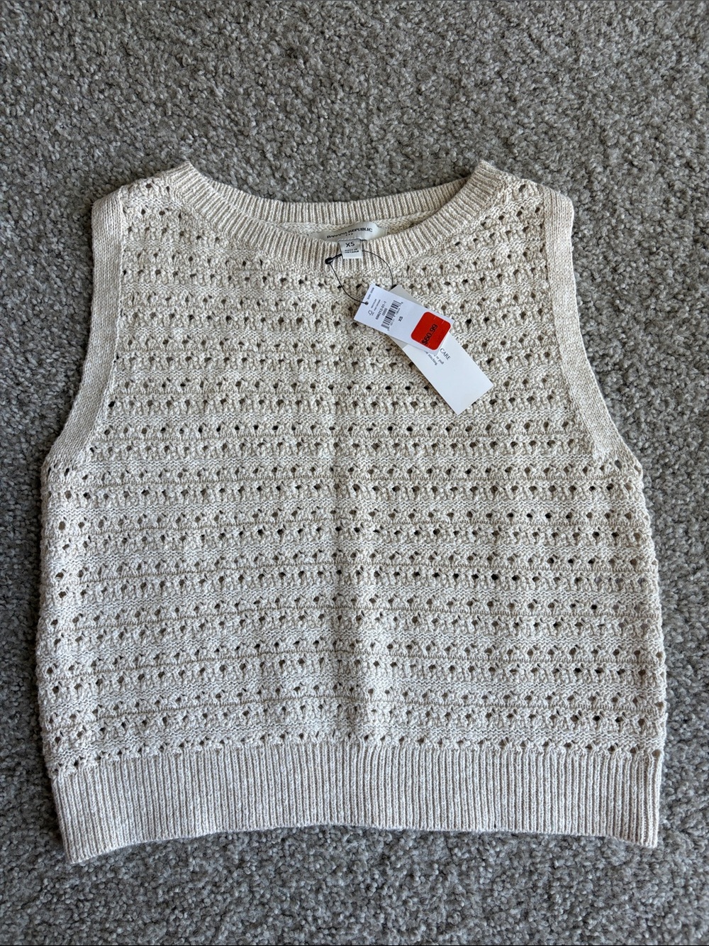 Banana Republic Cream Open-Knit Sleeveless Tank